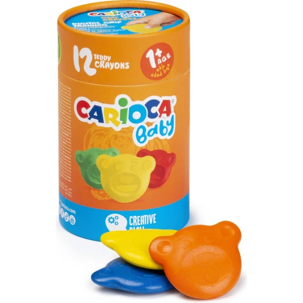 Carioca Teddy Şekilli Kirletmeyen Mum Boyalar 12 Li