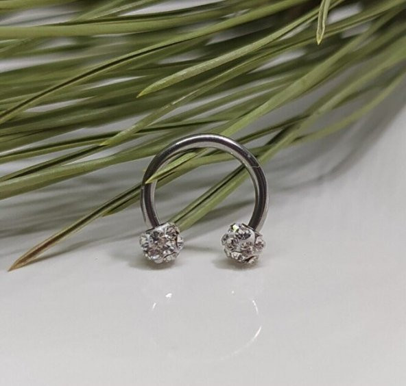 Cerrahi Çelik Zirkon Taşlı, Kulak, Dudak Burun Septum Tragus Kıkırdak Piercing-42000032isil - 2
