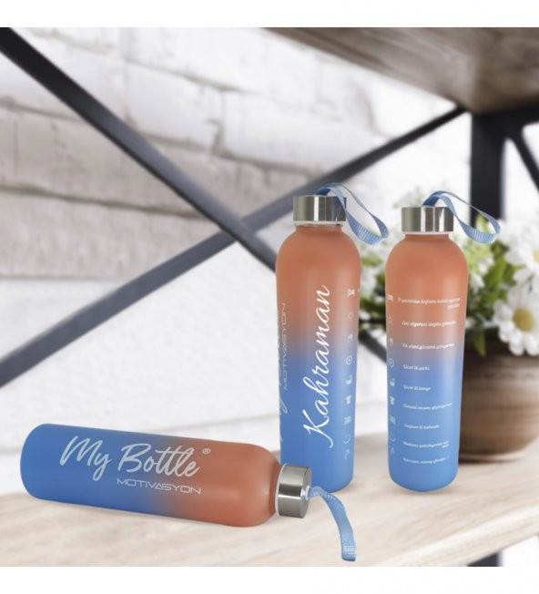 Kişiye Özel Renkli 750 ml Motivasyon Cam Su Matarası HK2709 - 3