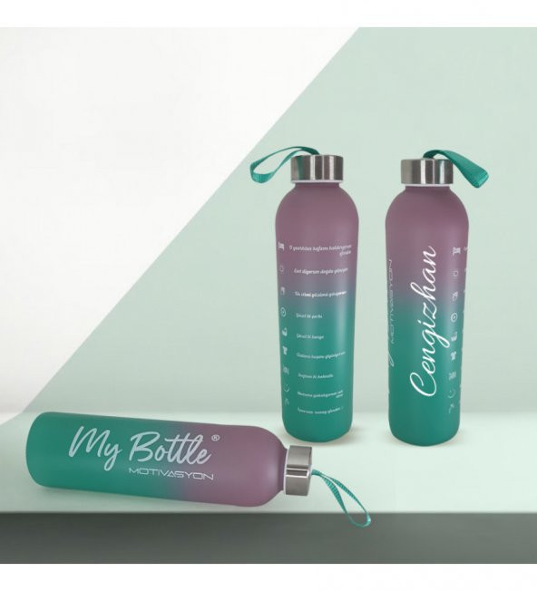 Kişiye Özel Renkli 750 ml Motivasyon Cam Su Matarası HK2709 - 5