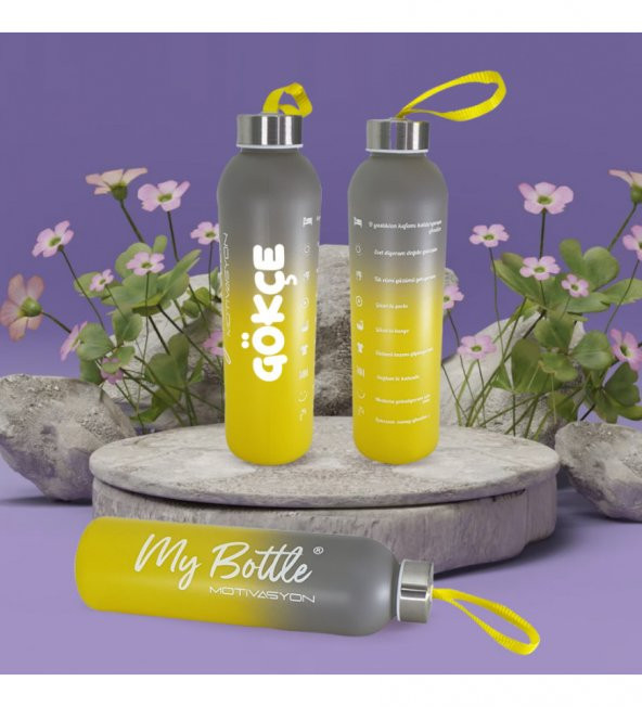 Kişiye Özel Renkli 750 ml Motivasyon Cam Su Matarası HK2708 - 3