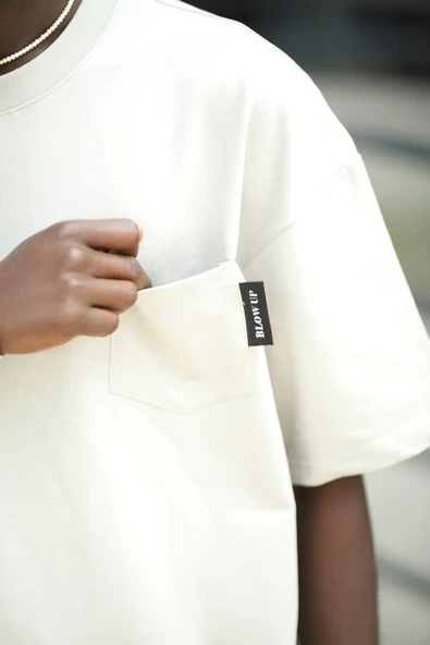 Oversize Pamuklu Bisiklet Yaka Cepli Likralı Erkek Yazlık T-shirt - Resim 2