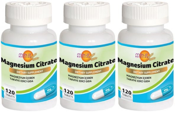 Meka Nutrition Magnesium Citrate 3x120 Tablet Magnezyum Sitrat