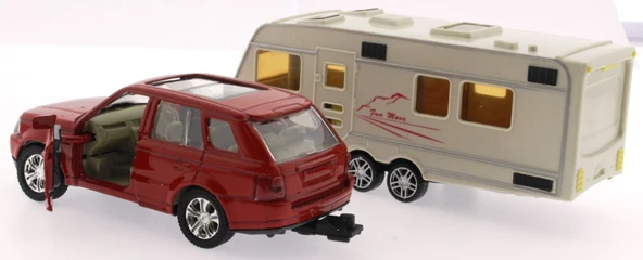 Kırmızı Metal Araçlı Karavan Mk1021 - 3