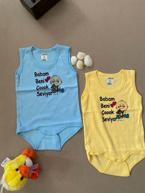 Bebe Rengarenk Türkçe Baskılı 2li Zıbın takımı