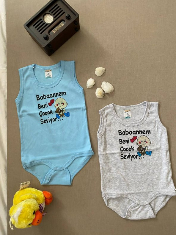 Bebe Türkçe Baskılı 2li Zıbın Takımı