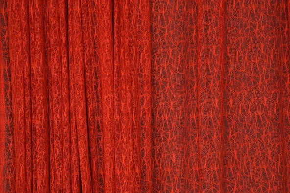 ÖRÜMCEK TÜL MODEL KIRMIZI RENK TEK KANAT Hazır dikilmiş Pileli Fon Perde 300*260 cm - Resim 4