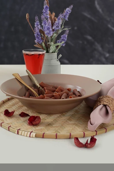 Keramika Delta Mat Açık Taupe Makarna Tabağı 26 Cm - 958