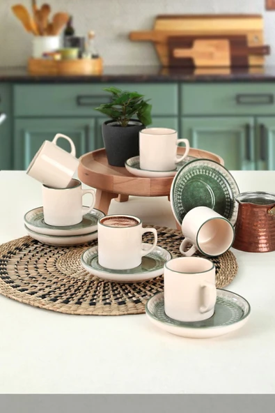 Keramika Keraart Maya Nordıc Kahve Fincan Takımı 12 Parça 6 Kişilik - 20789-98
