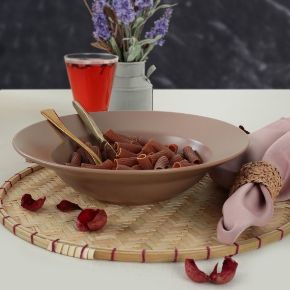 Keramika Delta Mat Açık Taupe  Makarna Tabağı 26 Cm - 958