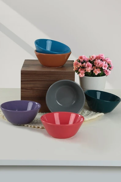 Keramika Mixed Hitit Çorba Kasesi 14 Cm 6 Adet - 406/620 - 2