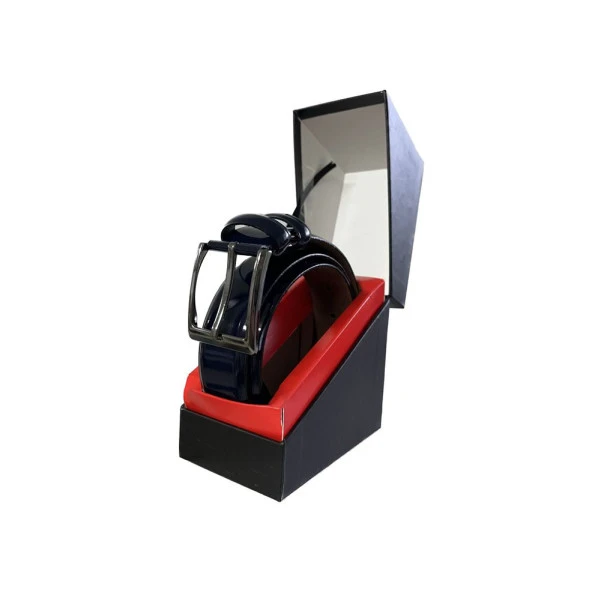 Fossil Hakiki Deri Lacivert Rugan 3,5 cm Erkek Kemeri -130cm - Resim 5