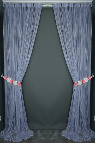 BAKLAVA MODEL GRİ RENK TEK KANAT Hazır dikilmiş Pileli Fon Perde 300*260 cm - Resim 7