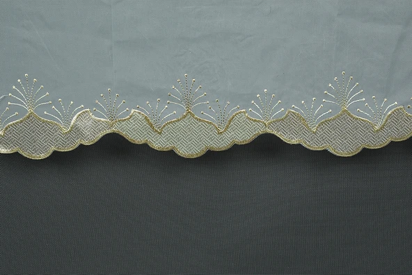 BRODE TAÇ BEYAZ RENK TEK KANAT Hazır dikilmiş Pileli Fon Perde 300*260 cm - Resim 3