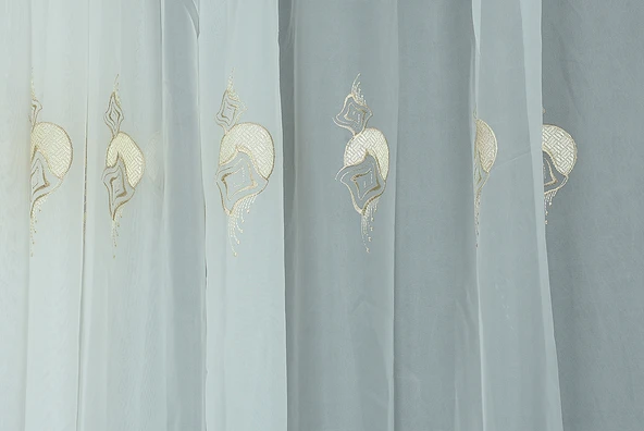 BRODE TAÇ BEYAZ RENK TEK KANAT Hazır dikilmiş Pileli Fon Perde 300*260 cm - Resim 2