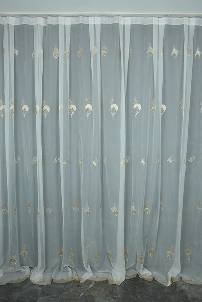 BRODE TAÇ BEYAZ RENK TEK KANAT Hazır dikilmiş Pileli Fon Perde 300*260 cm ürün görseli