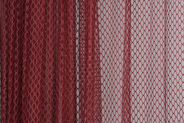 BAKLAVA BORDO RENK TEK KANAT Hazır dikilmiş Pileli Fon Perde 300*260 cm - Resim 4