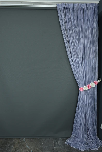 BAKLAVA MODEL GRİ RENK TEK KANAT Hazır dikilmiş Pileli Fon Perde 300*260 cm - Resim 6