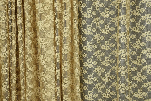 ÇİÇEK MODEL GOLD RENK TEK KANAT Hazır dikilmiş Pileli Fon Perde 300*260 cm - Resim 2