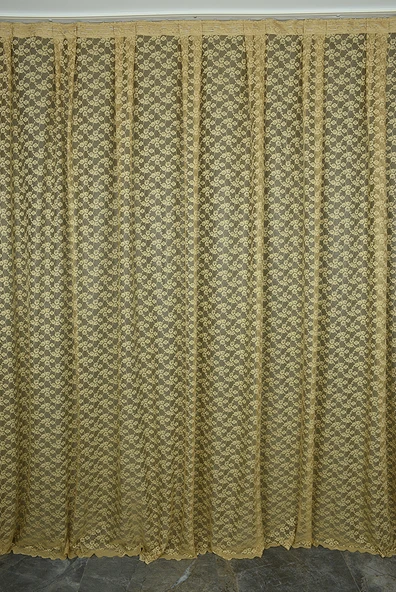 ÇİÇEK MODEL GOLD RENK TEK KANAT Hazır dikilmiş Pileli Fon Perde 300*260 cm ürün görseli