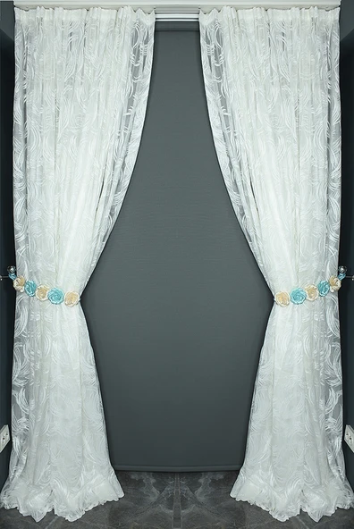 KILINÇ MODELİ BEYAZ RENK TEK KANAT Hazır Dikilmiş Pileli Fon Perde 300*260 Cm - Resim 7