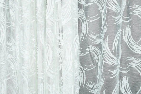 KILINÇ MODELİ BEYAZ RENK TEK KANAT Hazır Dikilmiş Pileli Fon Perde 300*260 Cm - Resim 2