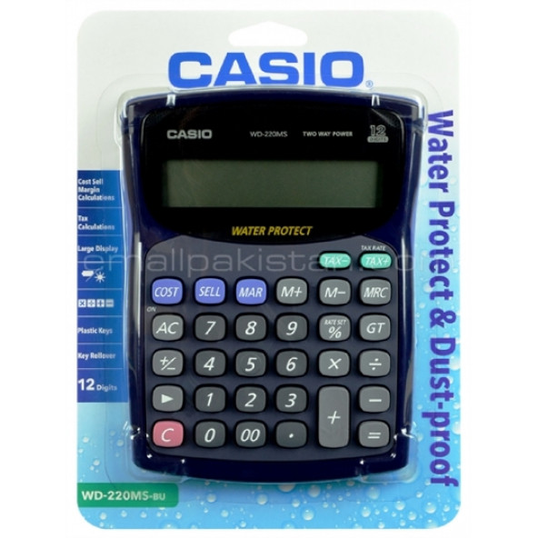 Casio WD-220MS Suya Toza Darbeye Dayanıklı Hesap Makinesi Mavi - 3