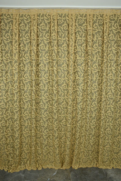 SULTAN 2 MODEL GOLD RENK TEK KANAT Hazır dikilmiş Pileli Fon Perde 300*260 cm ürün görseli