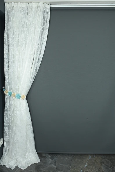 KILINÇ MODELİ BEYAZ RENK TEK KANAT Hazır Dikilmiş Pileli Fon Perde 300*260 Cm - Resim 5