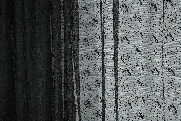 KUŞ MODEL SİYAH  RENK TEK KANAT Hazır dikilmiş Pileli Fon Perde 300*260 cm - Resim 2