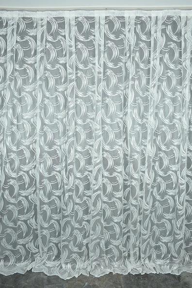 KILINÇ MODELİ BEYAZ RENK TEK KANAT Hazır Dikilmiş Pileli Fon Perde 300*260 Cm ürün görseli