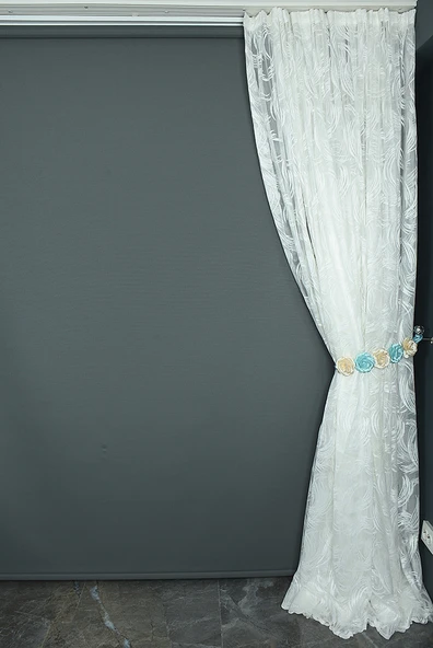 KILINÇ MODELİ BEYAZ RENK TEK KANAT Hazır Dikilmiş Pileli Fon Perde 300*260 Cm - Resim 6