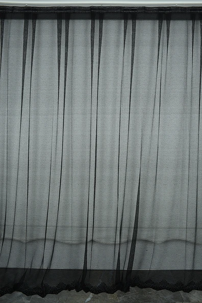 DAR ETEK SİYAH  RENK TEK KANAT Hazır dikilmiş Pileli Fon Perde 300*260 cm ürün görseli