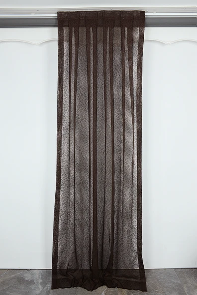 ÇİZGİLİ MODEL ACI KAHVE RENK TEK KANAT Pileli Fon Perde 75*260 cm ürün görseli