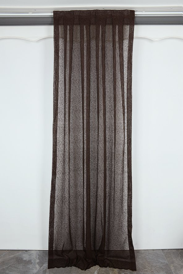 ÇİZGİLİ MODEL ACI KAHVE RENK TEK KANAT Pileli Fon Perde 75*260 cm