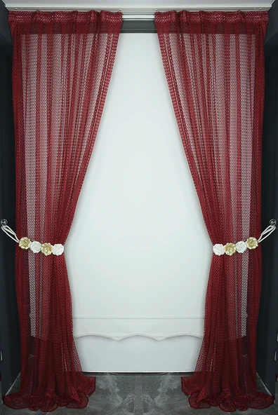 ORKİDE KIRMIZI RENK TEK KANAT Hazır dikilmiş Pileli Fon Perde 75*260 cm - Resim 6