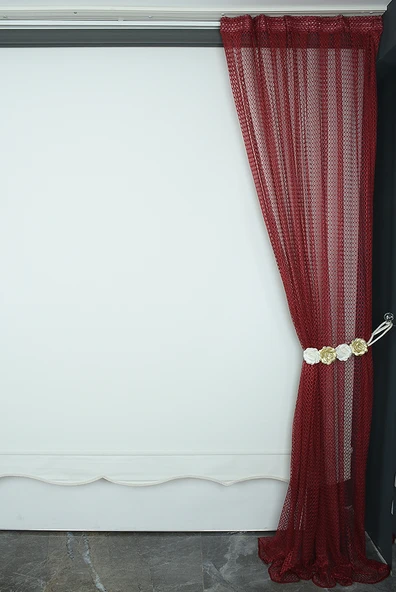 ORKİDE KIRMIZI RENK TEK KANAT Hazır dikilmiş Pileli Fon Perde 75*260 cm - Resim 5