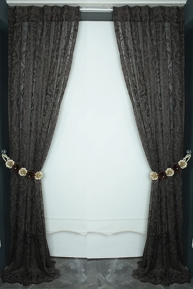 SULTAN 2 MODEL KOYU VİZON RENK TEK KANAT Hazır dikilmiş Pileli Fon Perde 75*260 cm - Resim 6