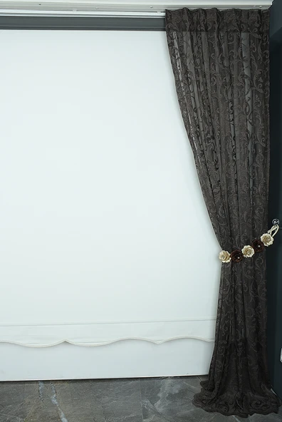 SULTAN 2 MODEL KOYU VİZON RENK TEK KANAT Hazır dikilmiş Pileli Fon Perde 75*260 cm - Resim 5