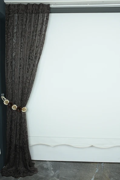 SULTAN 2 MODEL KOYU VİZON RENK TEK KANAT Hazır dikilmiş Pileli Fon Perde 75*260 cm - Resim 4