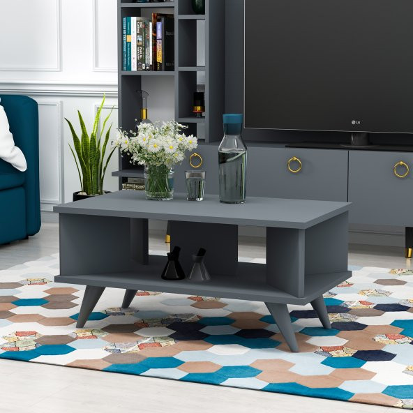 MOBİLYA GEZEGENİ GALİPOL ORTA SEHPA 80 CM ANTRASİT RENK ürün görseli 1