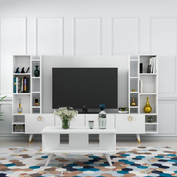 MOBİLYA GEZEGENİ GALİPOL ORTA SEHPA 80 CM PARLAK BEYAZ ürün görseli 1