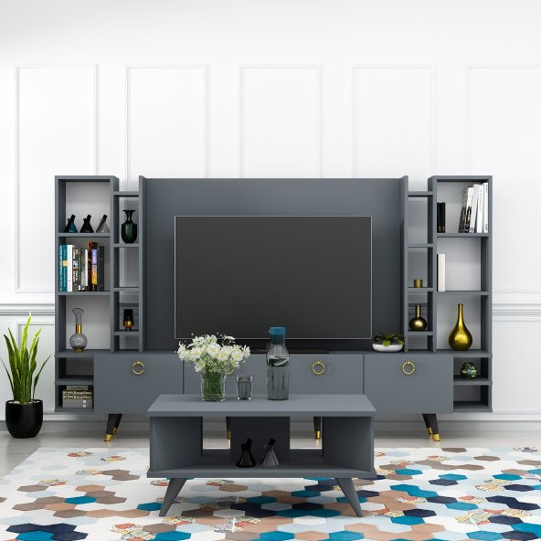 MOBİLYA GEZEGENİ GALİPOL ORTA SEHPA 80 CM ANTRASİT RENK - Resim 2