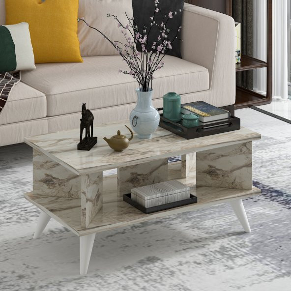 MOBİLYA GEZEGENİ Galipol Orta Sehpa 80 Cm Efes Mermer Renk - Resim 2