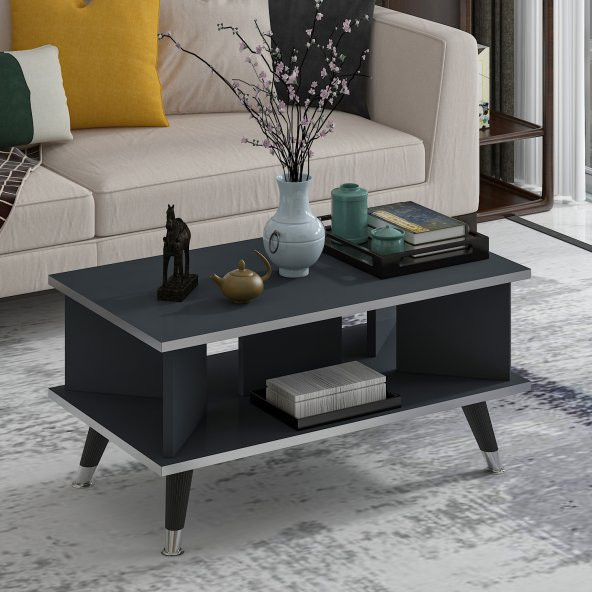 MOBİLYA GEZEGENİ Galipol Orta Sehpa 80 cm Antrasit - Gümüş ürün görseli 1