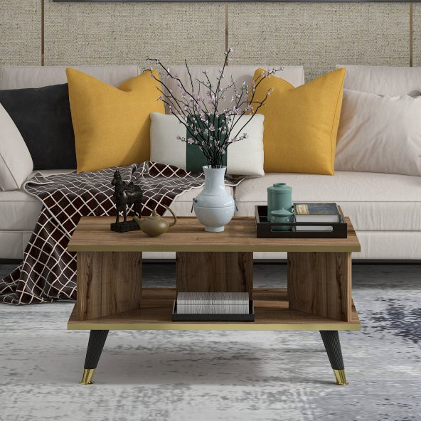 MOBİLYA GEZEGENİ Galipol Orta Sehpa 80 Cm Çırağan - Altın Renk - Resim 2