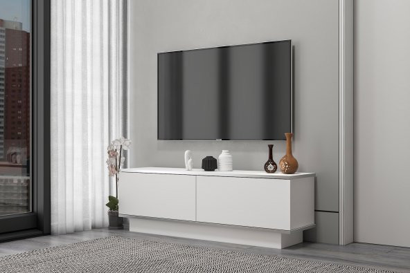 MOBİLYA GEZEGENİ ARES TV ÜNİESİ 135CM BEYAZ-GÜMÜŞ - Resim 2