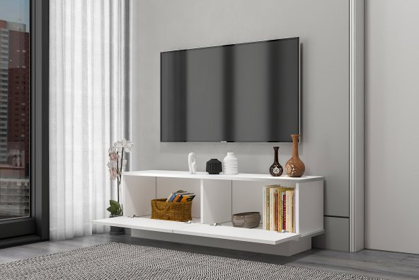 MOBİLYA GEZEGENİ ARES TV ÜNİESİ 135CM BEYAZ-GÜMÜŞ - Resim 3