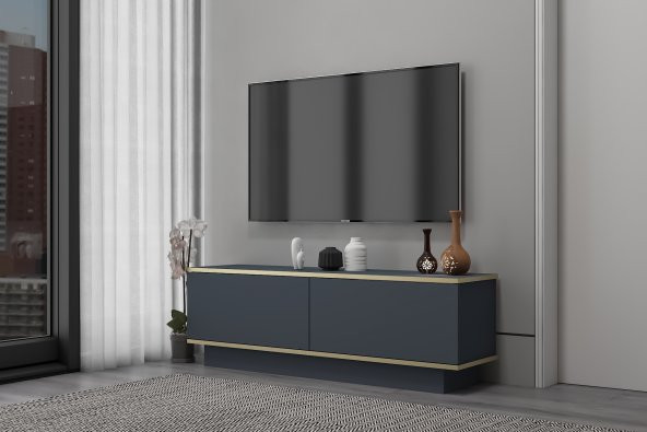 MOBİLYA GEZEGENİ ARES 135 CM TV ÜNİTESİ ANTRASİT-ALTIN - 2