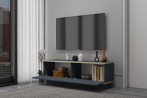MOBİLYA GEZEGENİ ARES 135 CM TV ÜNİTESİ ANTRASİT-ALTIN - 3